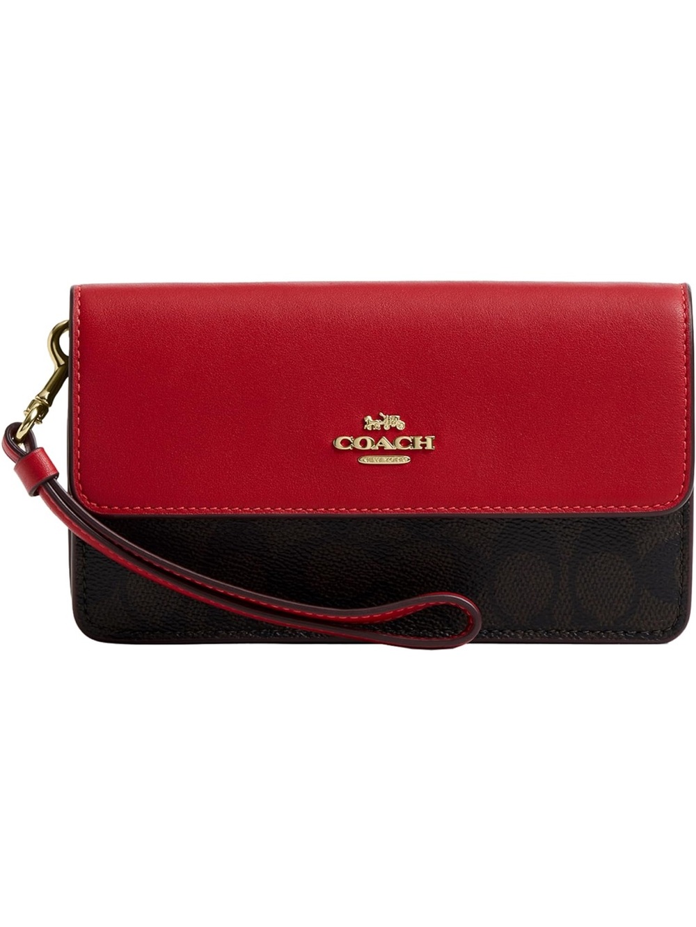 New Coach Red and Brown Foldover Wrislet